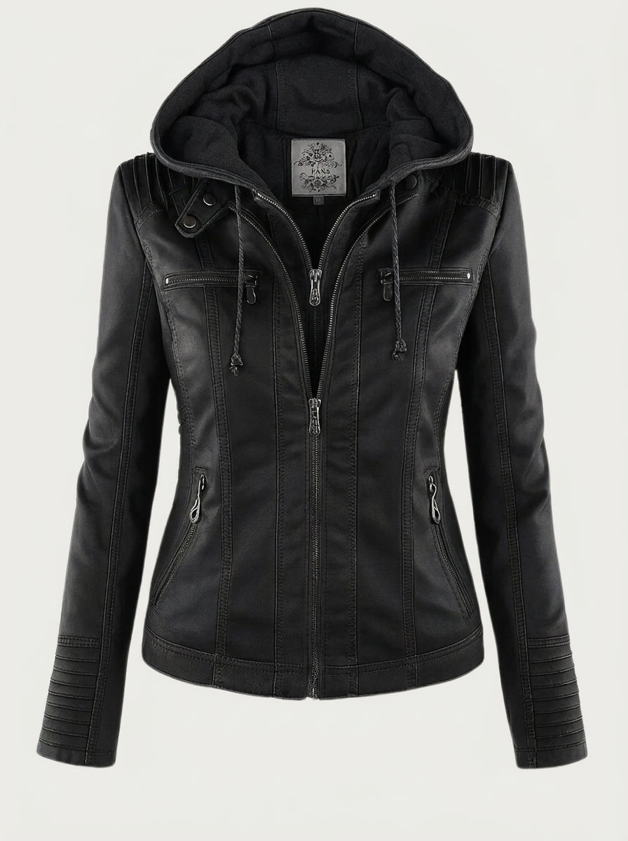 Chaqueta Efecto Piel con Capucha