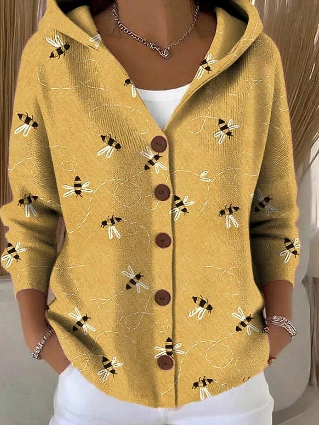 Chaqueta Larga de Punto con Capucha