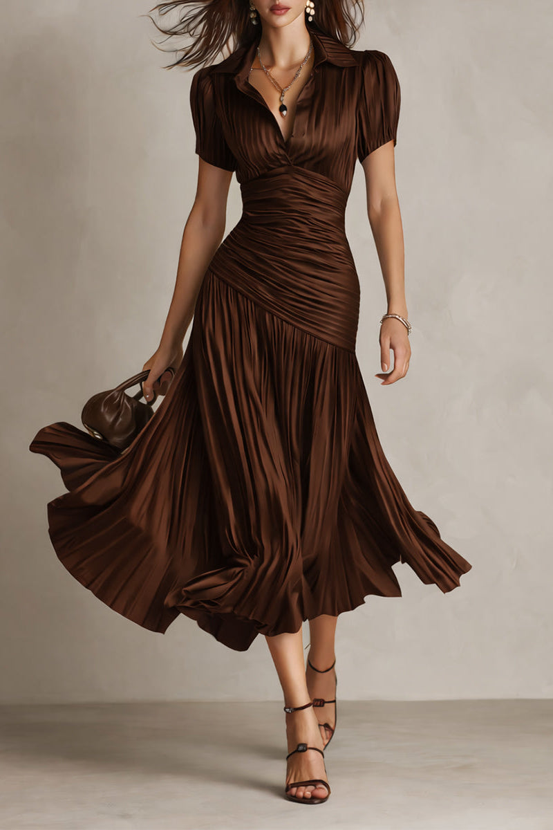 Vestido Midi de Satén Plisado