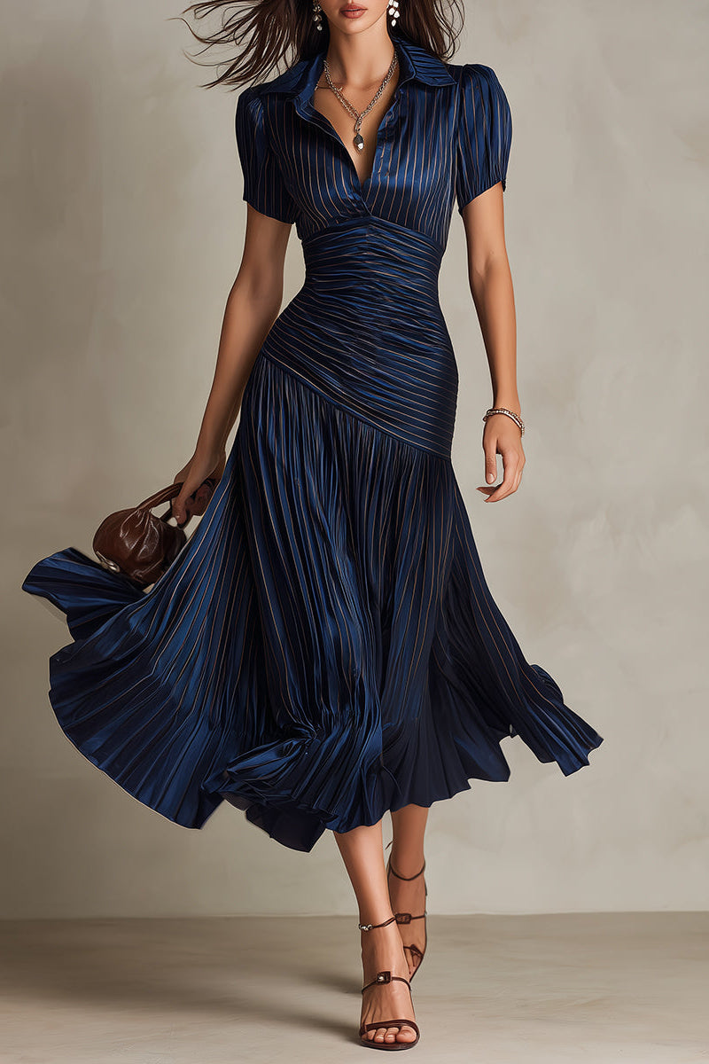 Vestido Midi de Satén Plisado