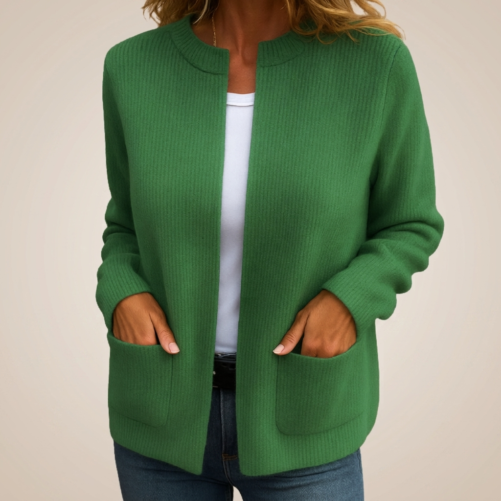Chaqueta de Punto con Cremallera y Bolsillos