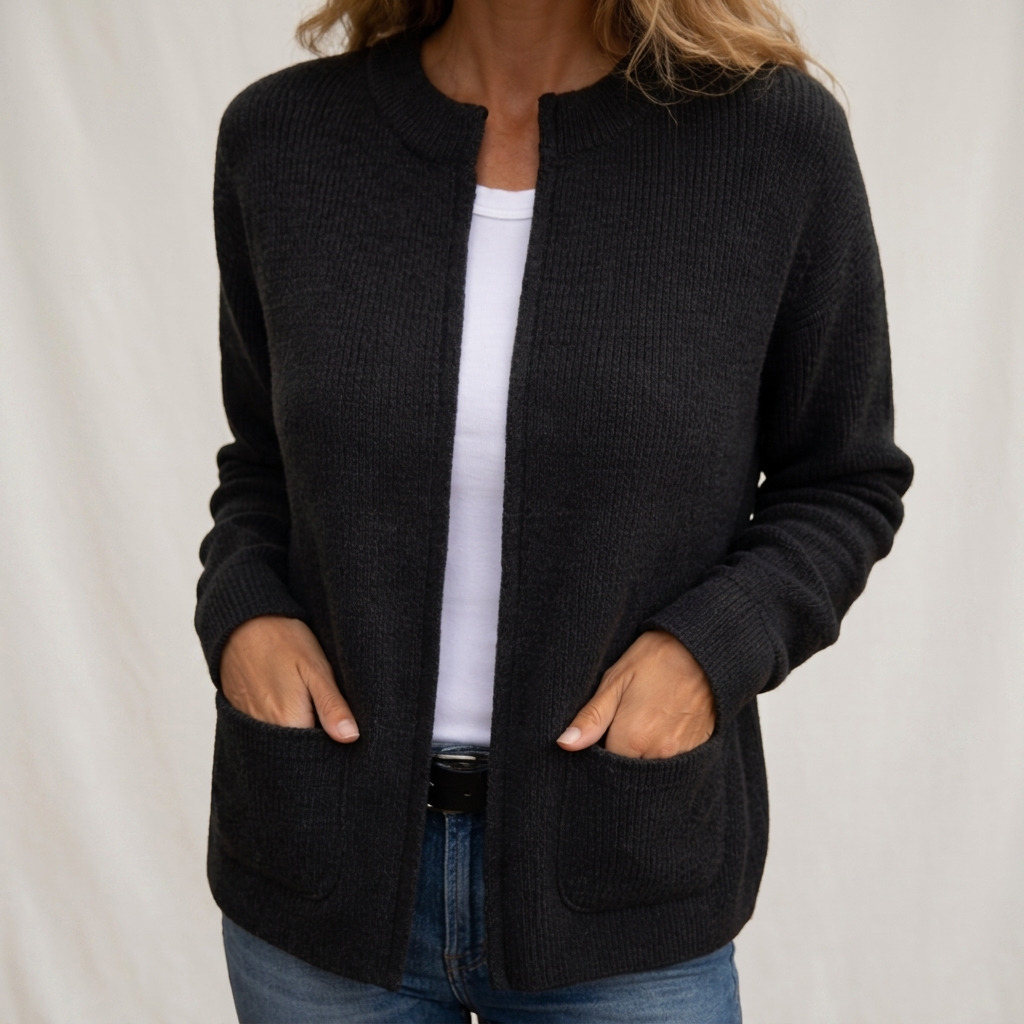 Chaqueta de Punto con Cremallera y Bolsillos