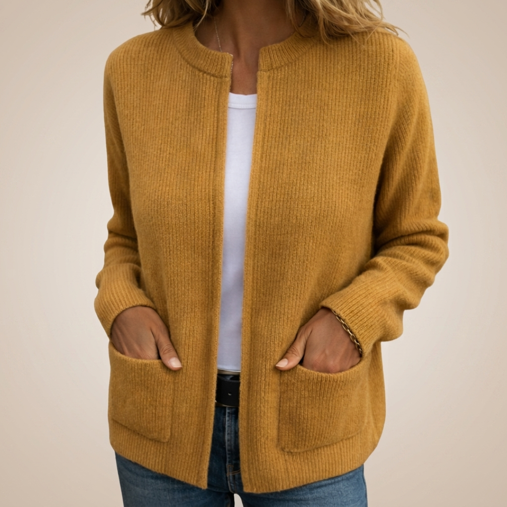 Chaqueta de Punto con Cremallera y Bolsillos