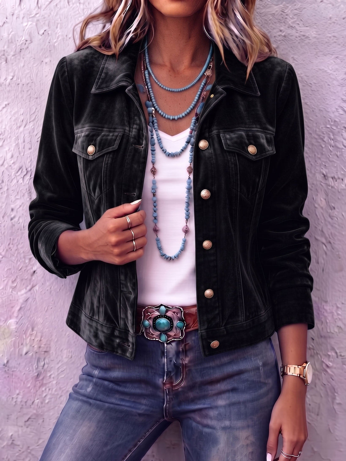 Chaqueta de Terciopelo Estilo Vintage
