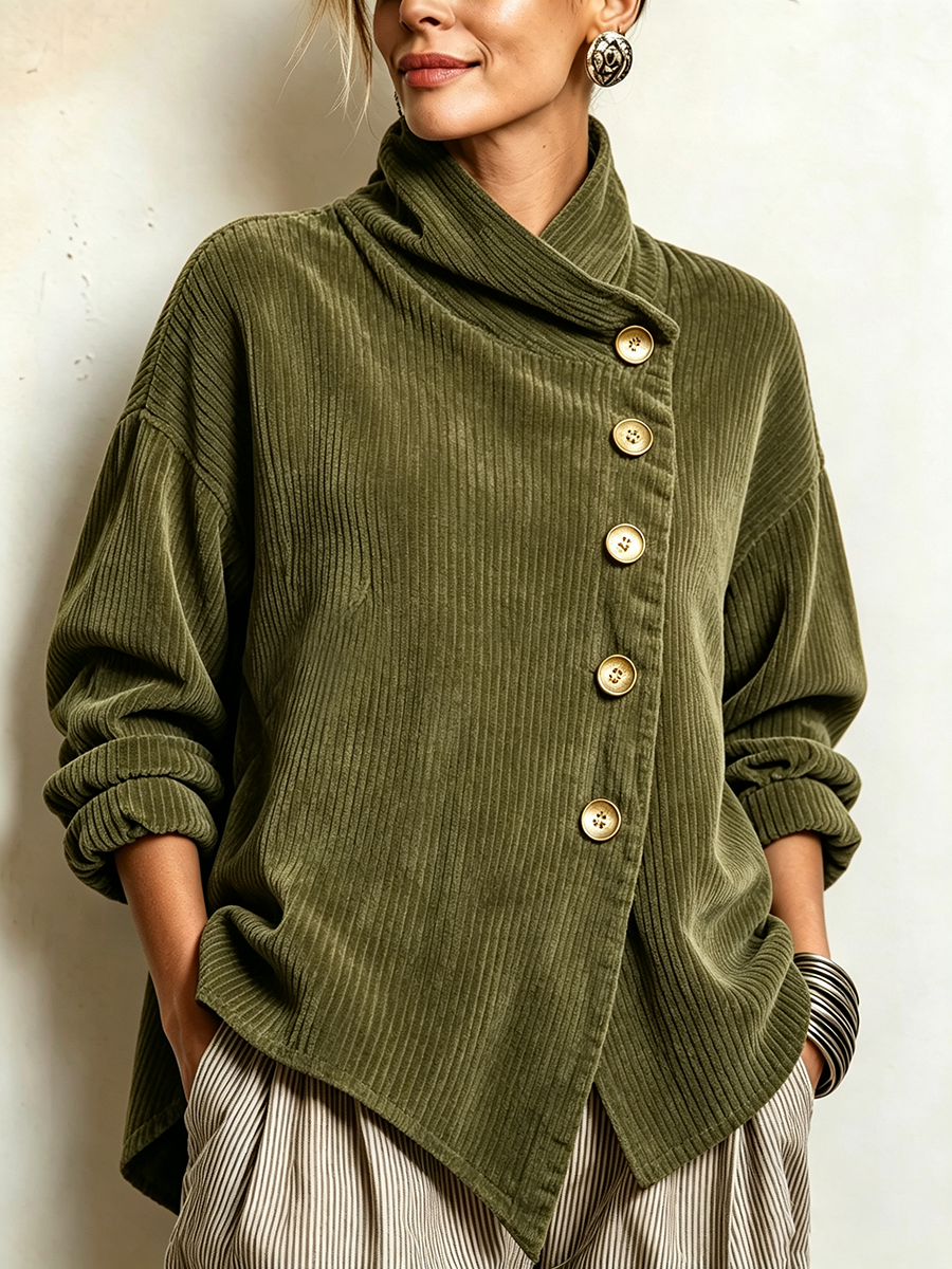 Jersey de Punto Canalé con Botones