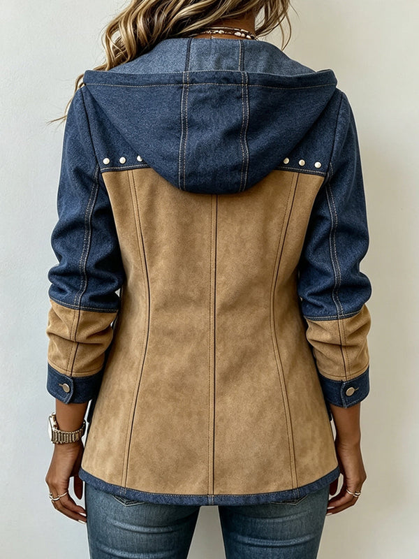 Chaqueta con Capucha Marino y Camel