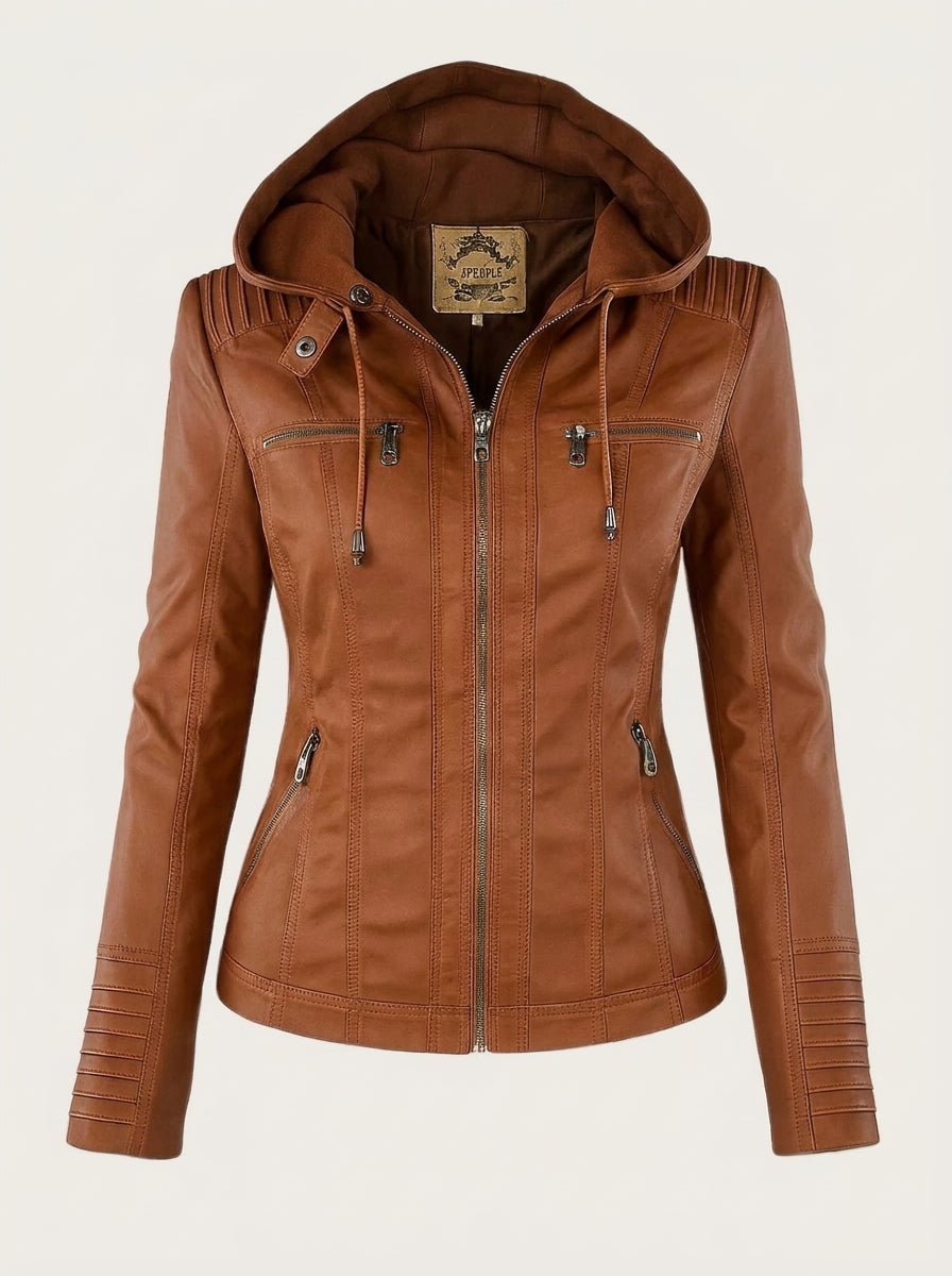 Chaqueta Efecto Piel con Capucha