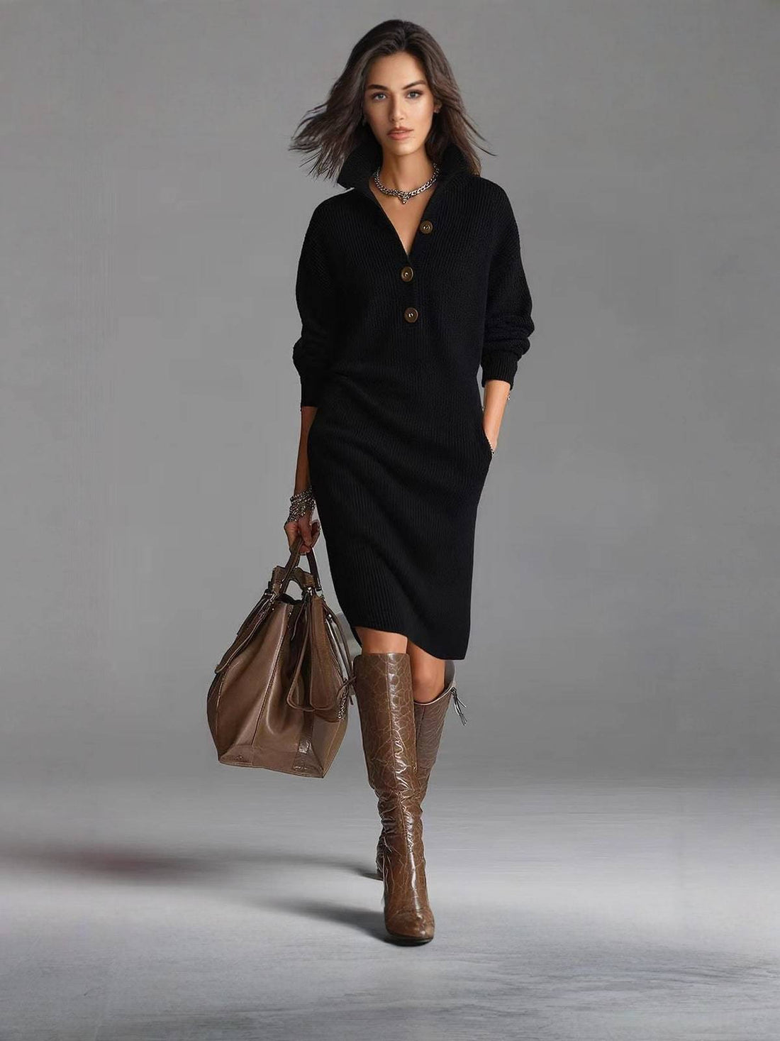 Vestido Camisero de Punto