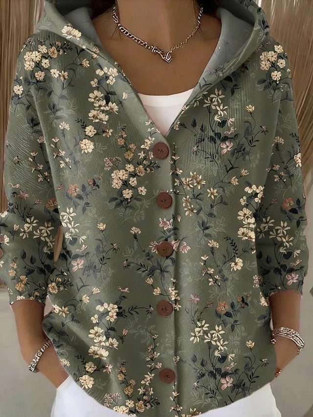 Chaqueta Larga de Punto con Capucha
