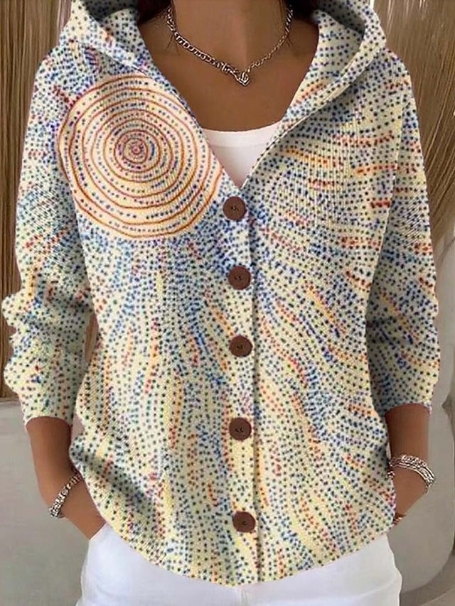 Chaqueta Larga de Punto con Capucha