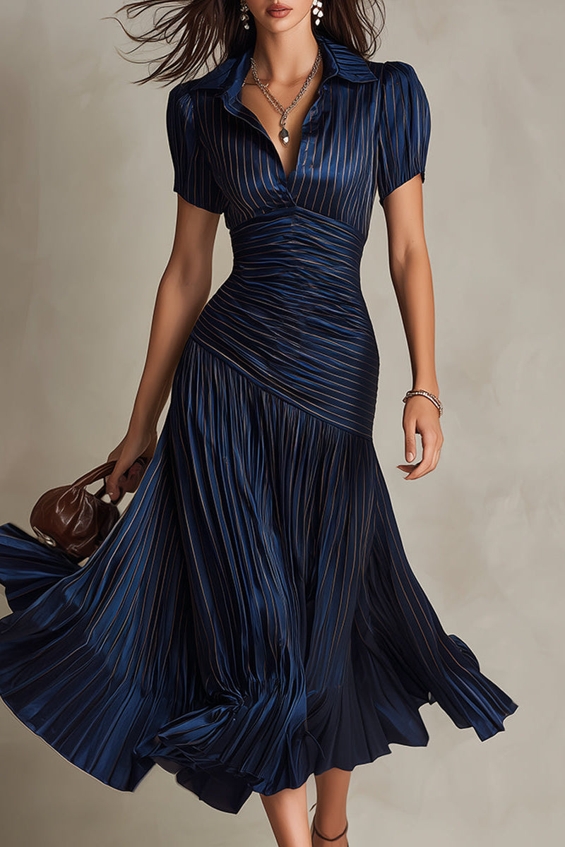 Vestido Midi de Satén Plisado
