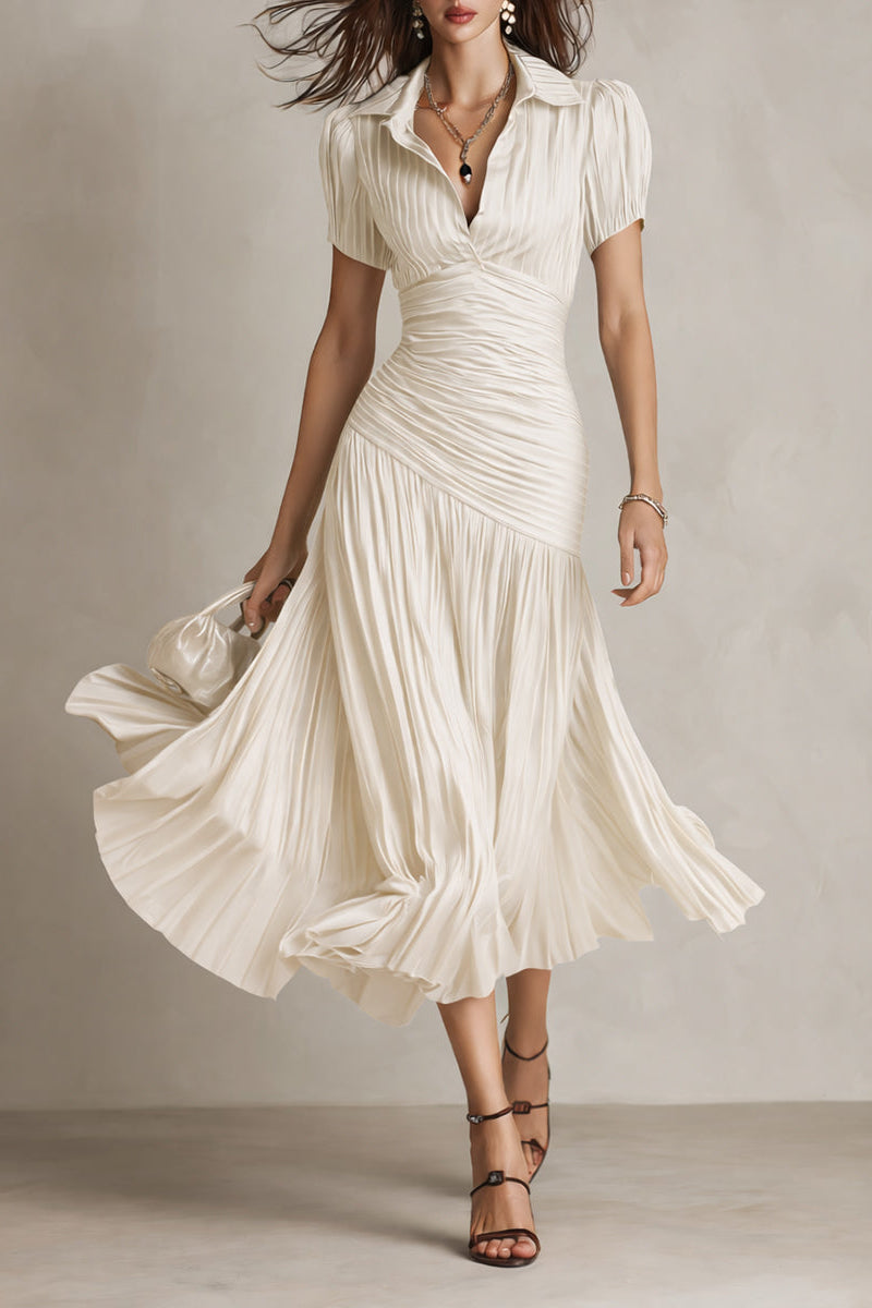Vestido Midi de Satén Plisado