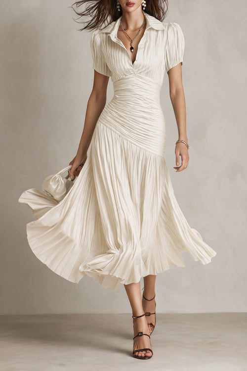Vestido Midi de Satén Plisado