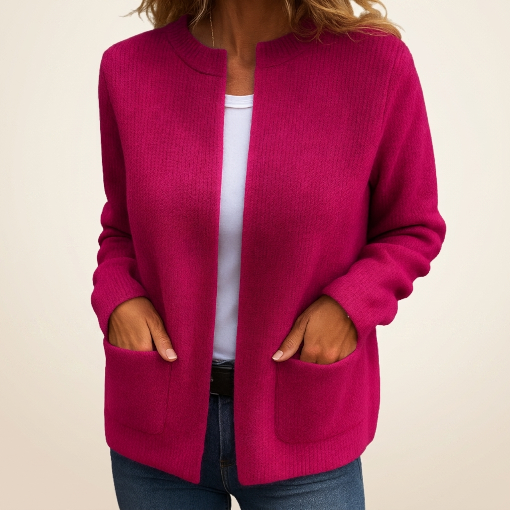 Chaqueta de Punto con Cremallera y Bolsillos