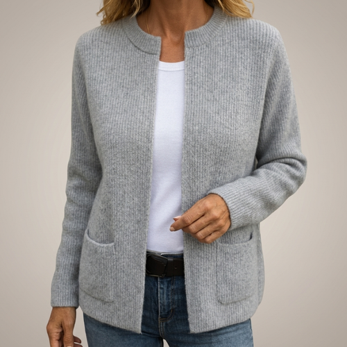 Chaqueta de Punto con Cremallera y Bolsillos