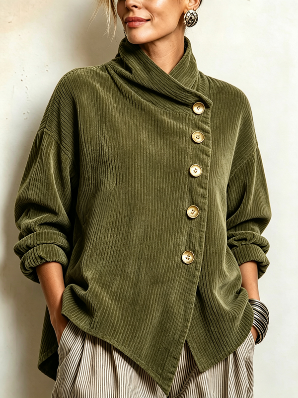 Jersey de Punto Canalé con Botones